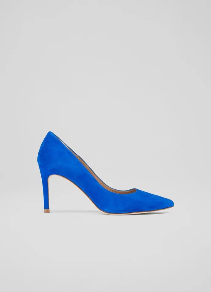 LKBennett Court Shoes Women Floret Blue Suede Pointed Toe Courts
