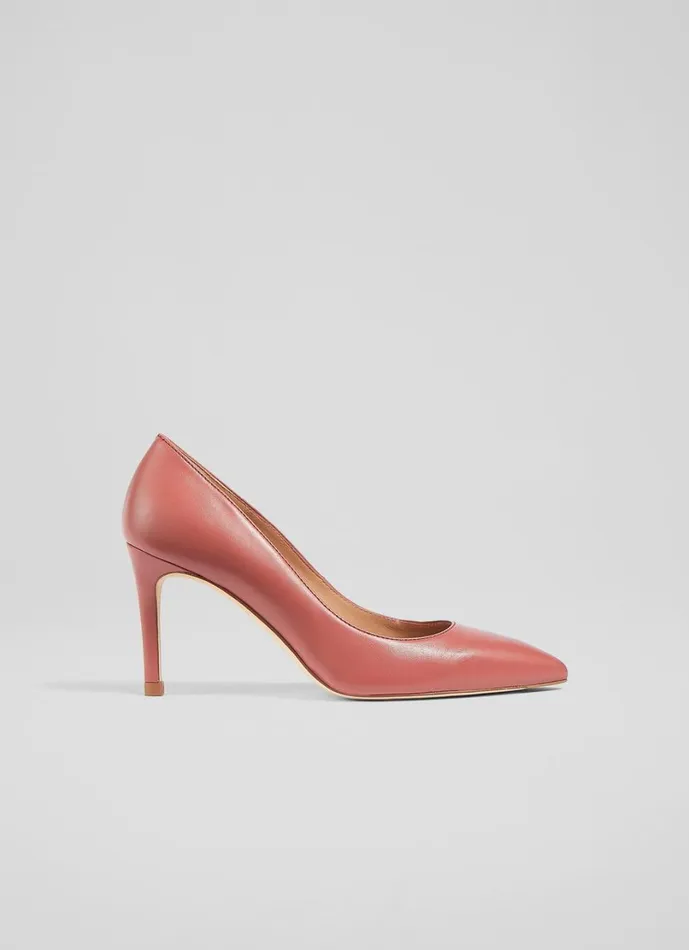 LKBennett Court Shoes Women Floret Dark Rose Nappa Leather Pointed Toe Courts
