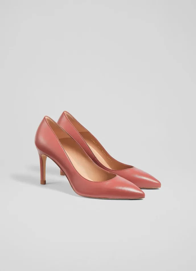 LKBennett Court Shoes Women Floret Dark Rose Nappa Leather Pointed Toe Courts