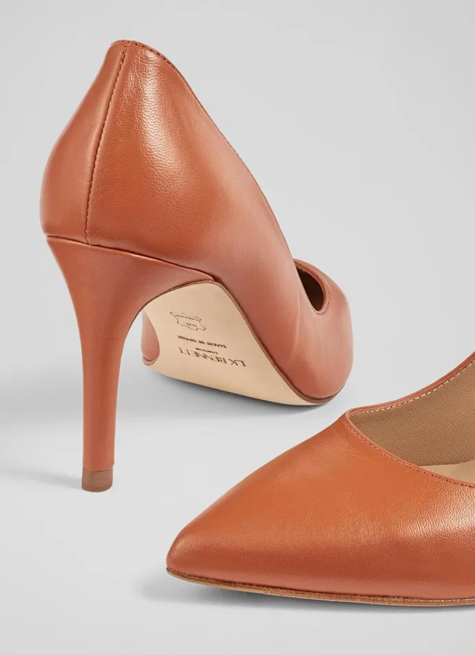 LKBennett Court Shoes Women Floret Orange Leather Pointed Toe Courts LKBennett Court Shoes Women Floret Orange Leather Pointed Toe Courts