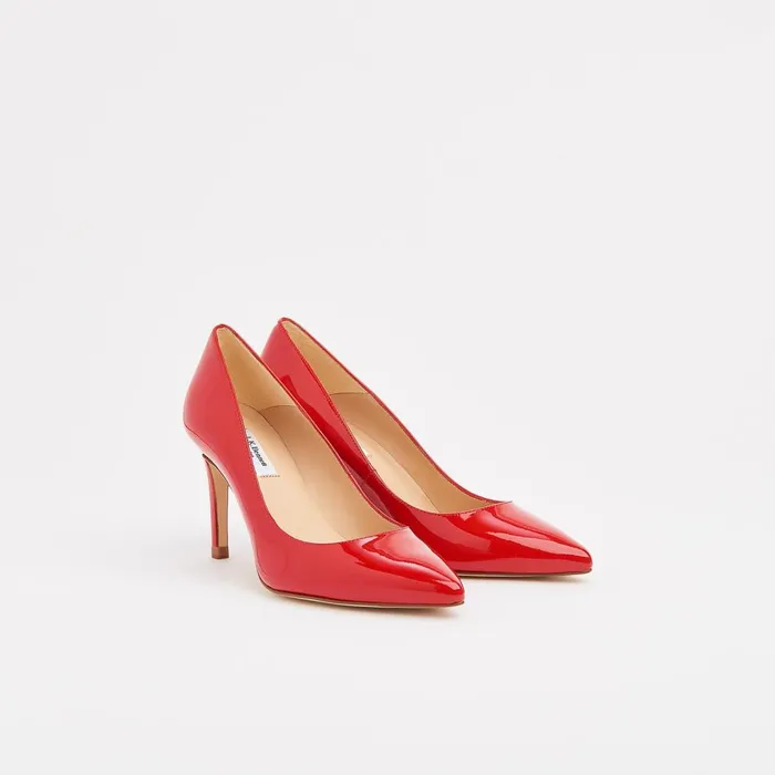 LKBennett Court Shoes Women Floret Red Patent Pointed Toe Courts