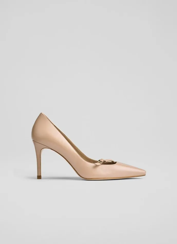 LKBennett Court Shoes Women Larna Beige Leather Fine Strap Buckle Court Shoes