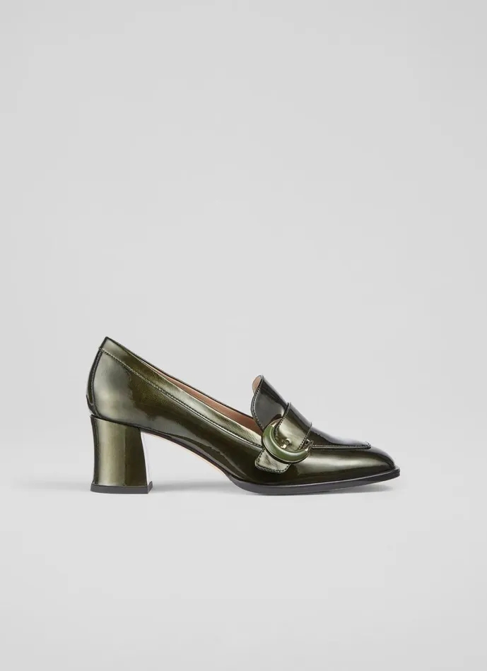 LKBennett Court Shoes Women Mara Khaki Resin Buckle Block Heel