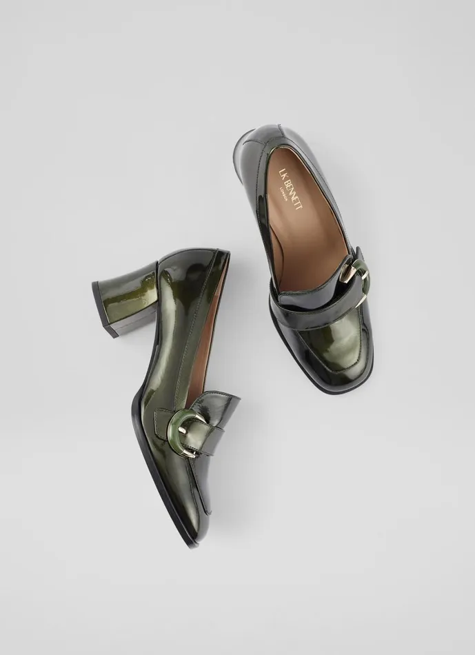 LKBennett Court Shoes Women Mara Khaki Resin Buckle Block Heel