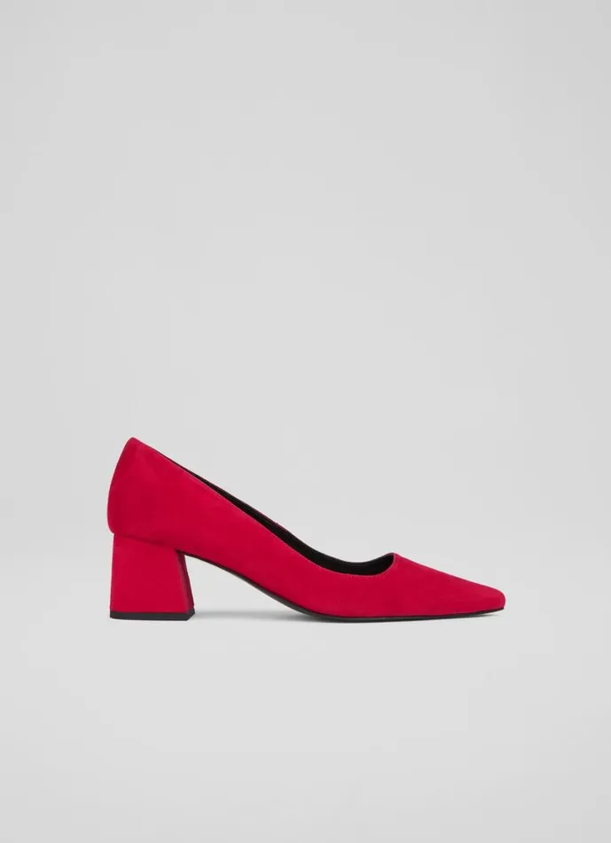 LKBennett Court Shoes Women Sloane Pink Suede Block Heel Courts