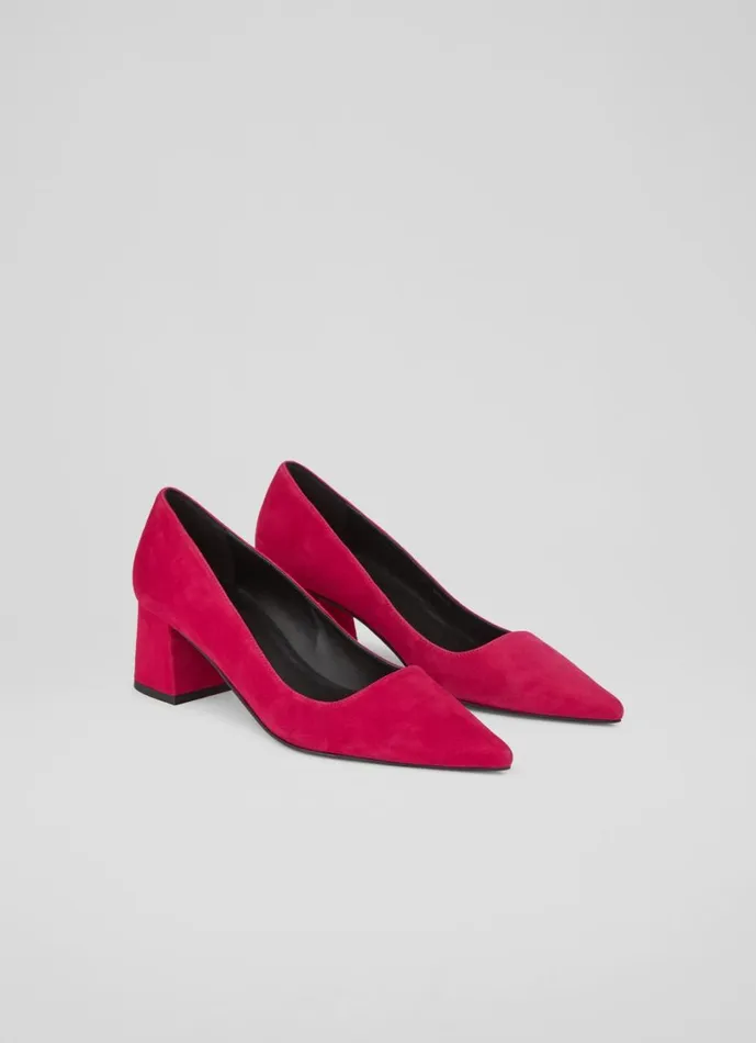 LKBennett Court Shoes Women Sloane Pink Suede Block Heel Courts LKBennett Court Shoes Women Sloane Pink Suede Block Heel Courts
