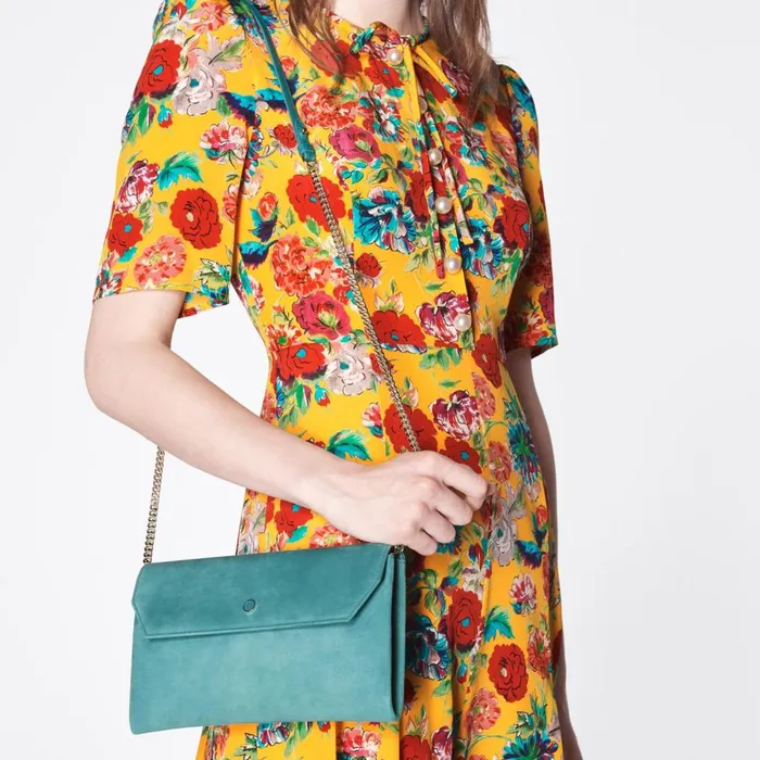 LKBennett CrossBody Bags Women Dora Light Blue Suede Clutch LKBennett CrossBody Bags Women Dora Light Blue Suede Clutch