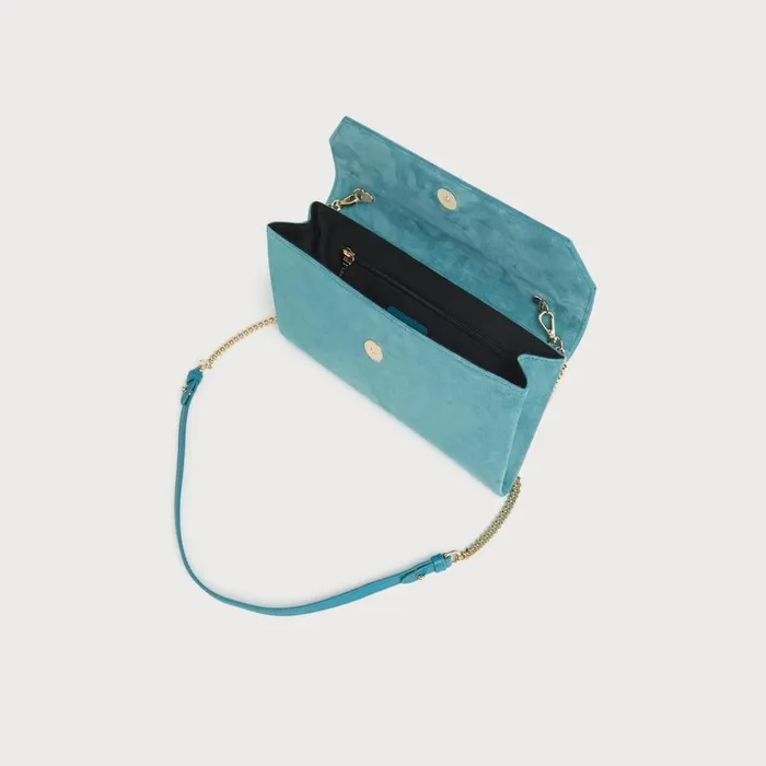 LKBennett CrossBody Bags Women Dora Light Blue Suede Clutch LKBennett CrossBody Bags Women Dora Light Blue Suede Clutch