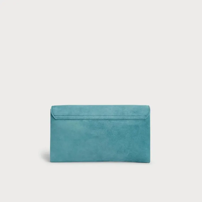 LKBennett CrossBody Bags Women Dora Light Blue Suede Clutch LKBennett CrossBody Bags Women Dora Light Blue Suede Clutch