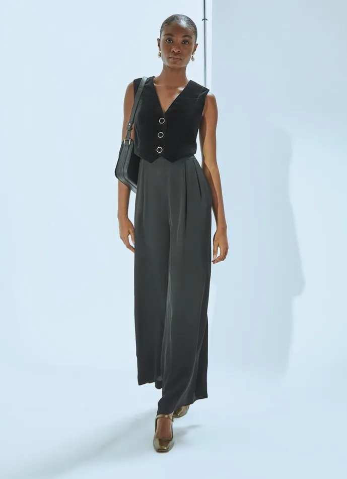 LKBennett Dresses Women Carine Black Waistcoat Culotte Jumpsuit