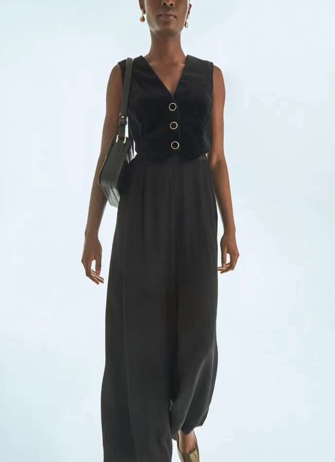 LKBennett Dresses Women Carine Black Waistcoat Culotte Jumpsuit LKBennett Dresses Women Carine Black Waistcoat Culotte Jumpsuit