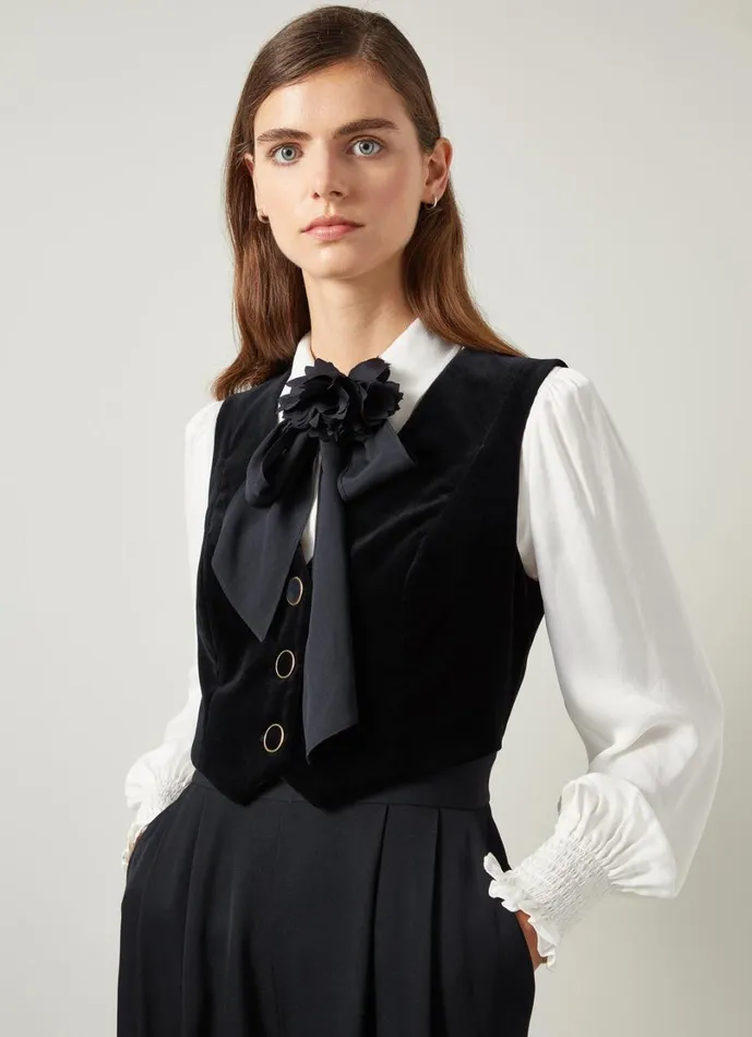 LKBennett Dresses Women Carine Black Waistcoat Culotte Jumpsuit LKBennett Dresses Women Carine Black Waistcoat Culotte Jumpsuit