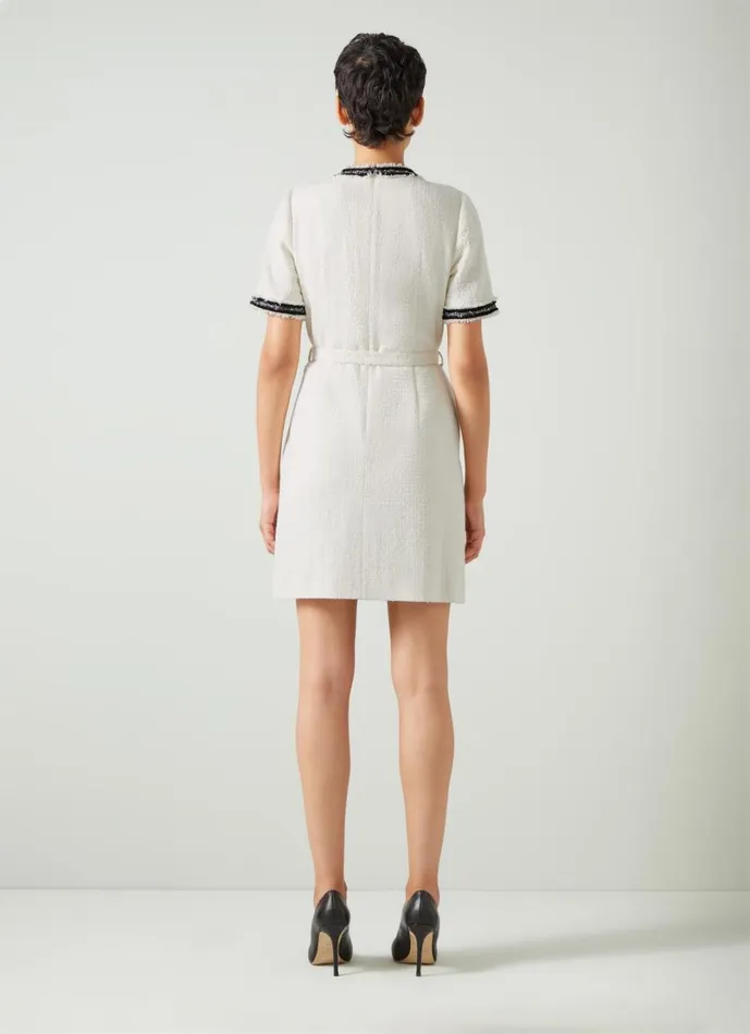LKBennett Dresses Women Charlie Ivory Italian Recycled CottonBlend Tweed Dress