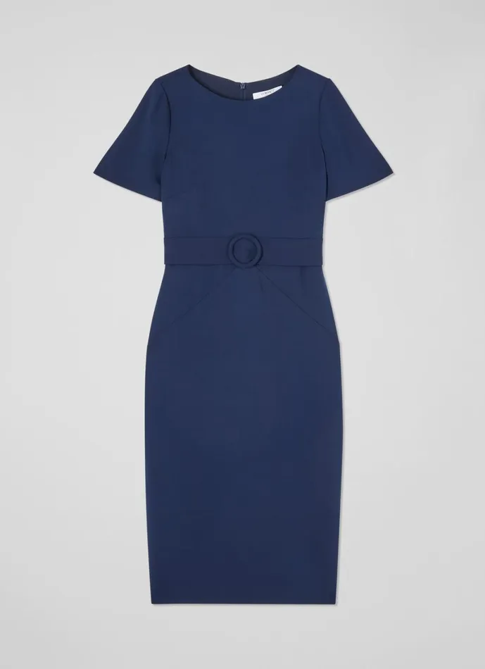 LKBennett Dresses Women Klaudia Spring Navy Belted Dart Detail Dress