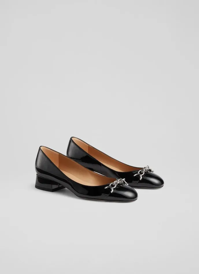 LKBennett Flats Women Blakely Black Patent Snaffle Pumps LKBennett Flats Women Blakely Black Patent Snaffle Pumps