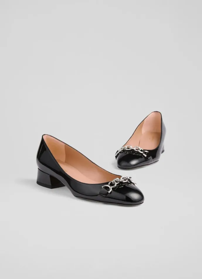LKBennett Flats Women Blakely Black Patent Snaffle Pumps LKBennett Flats Women Blakely Black Patent Snaffle Pumps