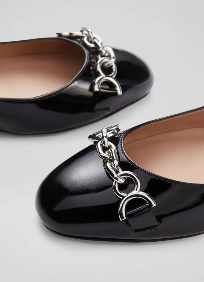 LKBennett Flats Women Blakely Black Patent Snaffle Pumps LKBennett Flats Women Blakely Black Patent Snaffle Pumps