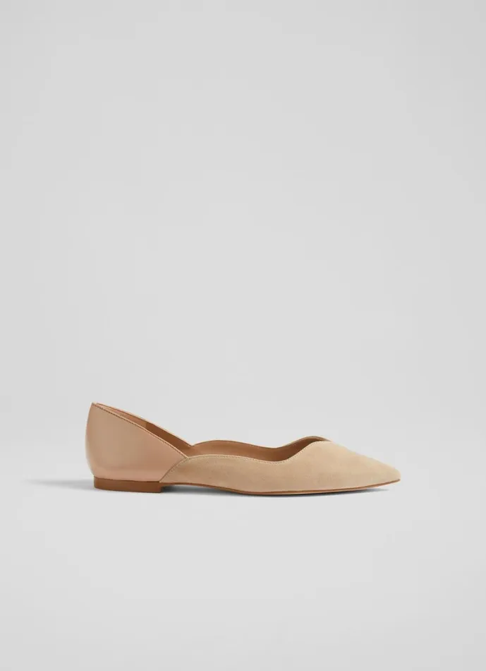 LKBennett Flats Women Iris Beige Suede And Leather Sweetheart Flats