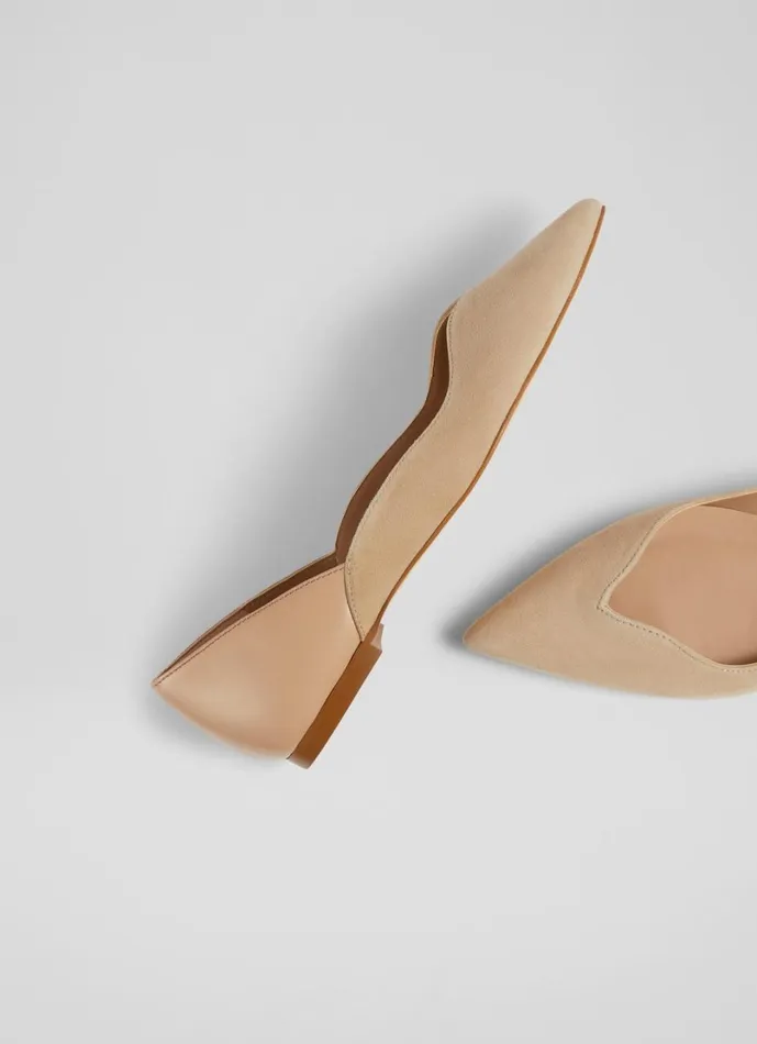 LKBennett Flats Women Iris Beige Suede And Leather Sweetheart Flats