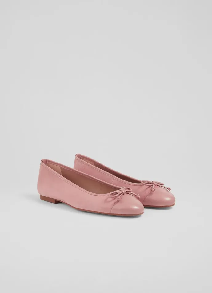 LKBennett Flats Women Kara Pink Suede Ballerina Pumps LKBennett Flats Women Kara Pink Suede Ballerina Pumps