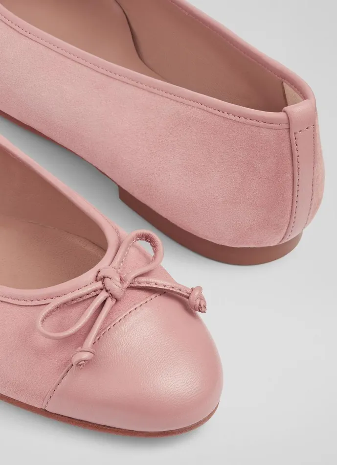 LKBennett Flats Women Kara Pink Suede Ballerina Pumps LKBennett Flats Women Kara Pink Suede Ballerina Pumps