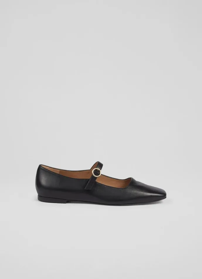 LKBennett Flats Women Willow Black Leather Mary Jane Flats