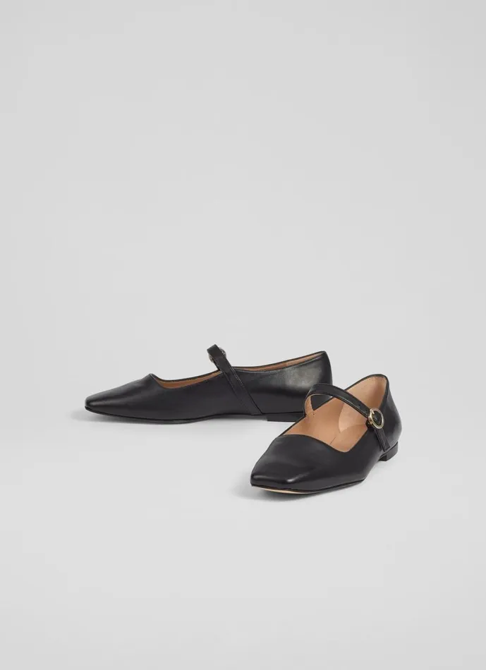 LKBennett Flats Women Willow Black Leather Mary Jane Flats