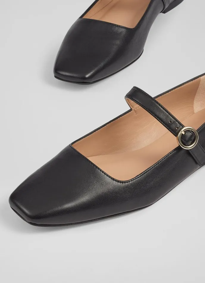 LKBennett Flats Women Willow Black Leather Mary Jane Flats