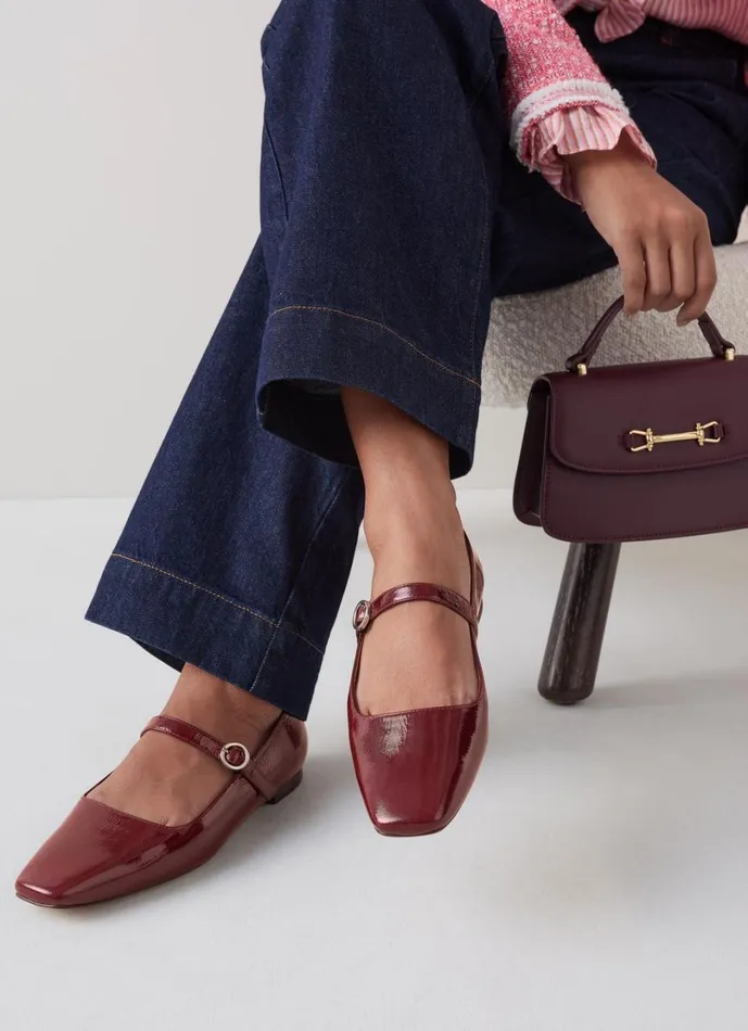 LKBennett Flats Women Willow Bordeaux Mary Jane Flats LKBennett Flats Women Willow Bordeaux Mary Jane Flats
