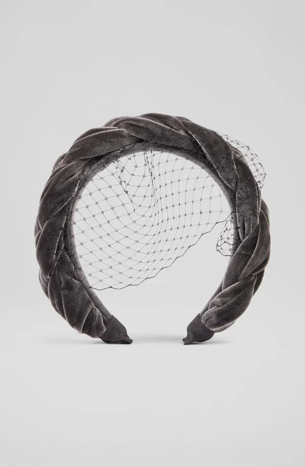 LKBennett Hair Accessories Women Melissa Grey Velvet Plaited Headband Fascinator LKBennett Hair Accessories Women Melissa Grey Velvet Plaited Headband Fascinator