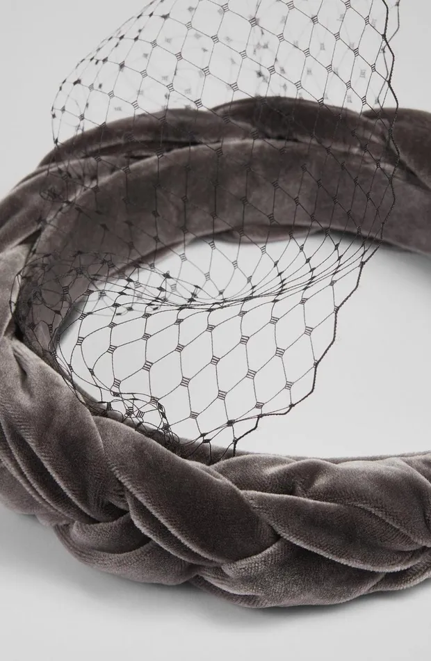 LKBennett Hair Accessories Women Melissa Grey Velvet Plaited Headband Fascinator LKBennett Hair Accessories Women Melissa Grey Velvet Plaited Headband Fascinator