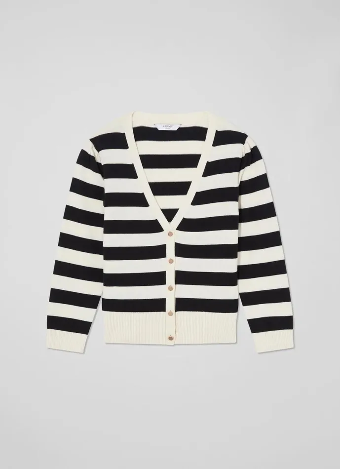LKBennett Knitwear Women Bells Stripe Organic Cotton Cardigan LKBennett Knitwear Women Bells Stripe Organic Cotton Cardigan