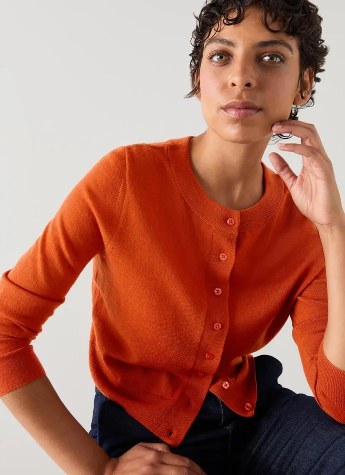 LKBennett Knitwear Women Connie Burnt Orange Cardigan LKBennett Knitwear Women Connie Burnt Orange Cardigan