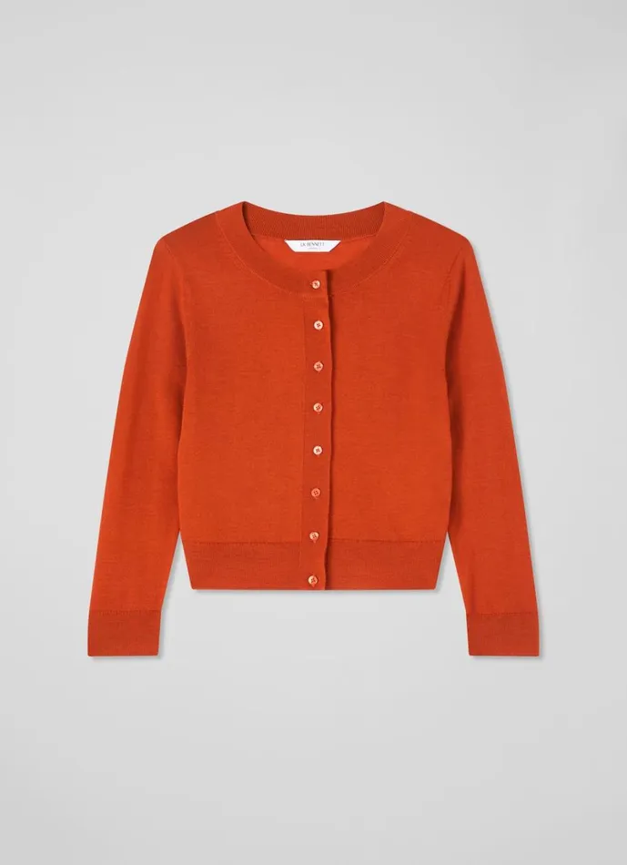 LKBennett Knitwear Women Connie Burnt Orange Cardigan LKBennett Knitwear Women Connie Burnt Orange Cardigan