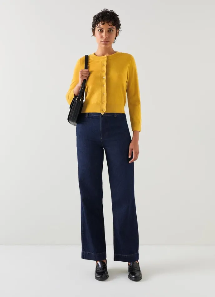 LKBennett Knitwear Women Connie Ochre Wide Placket Cardigan