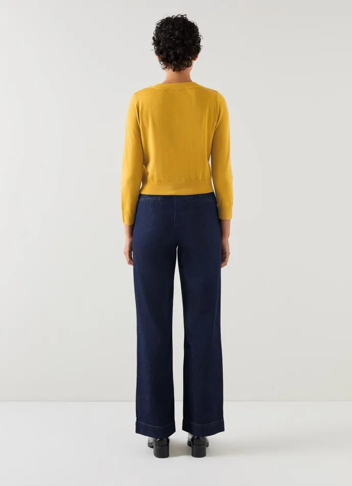 LKBennett Knitwear Women Connie Ochre Wide Placket Cardigan LKBennett Knitwear Women Connie Ochre Wide Placket Cardigan