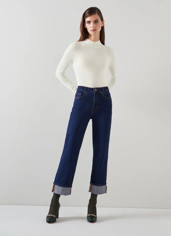 LKBennett Knitwear Women Ellie Cream Sustainably Sourced Merino Turtle Neck Jumper