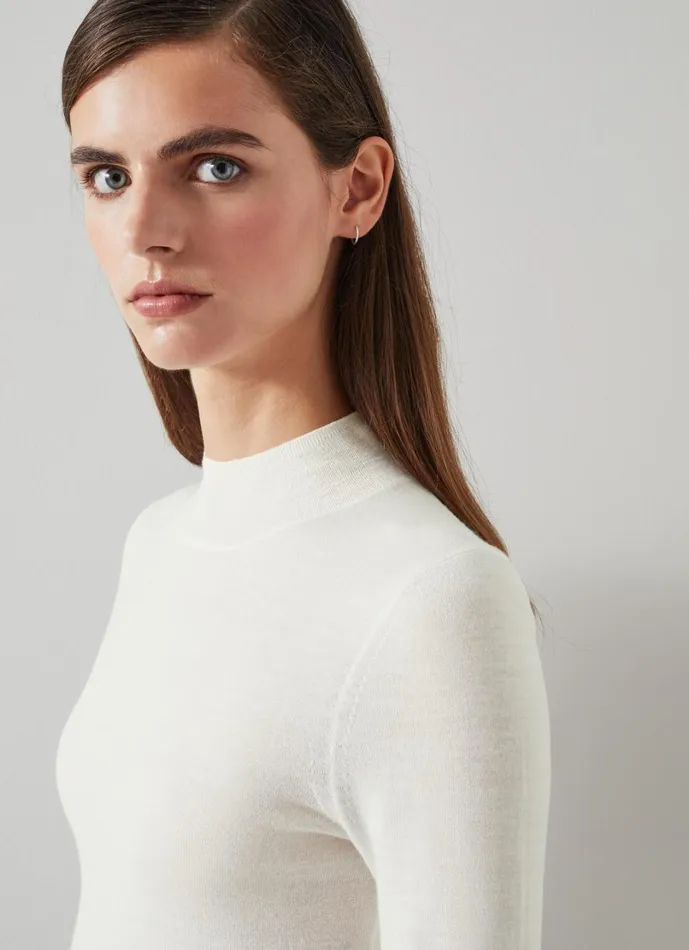 LKBennett Knitwear Women Ellie Cream Sustainably Sourced Merino Turtle Neck Jumper LKBennett Knitwear Women Ellie Cream Sustainably Sourced Merino Turtle Neck Jumper