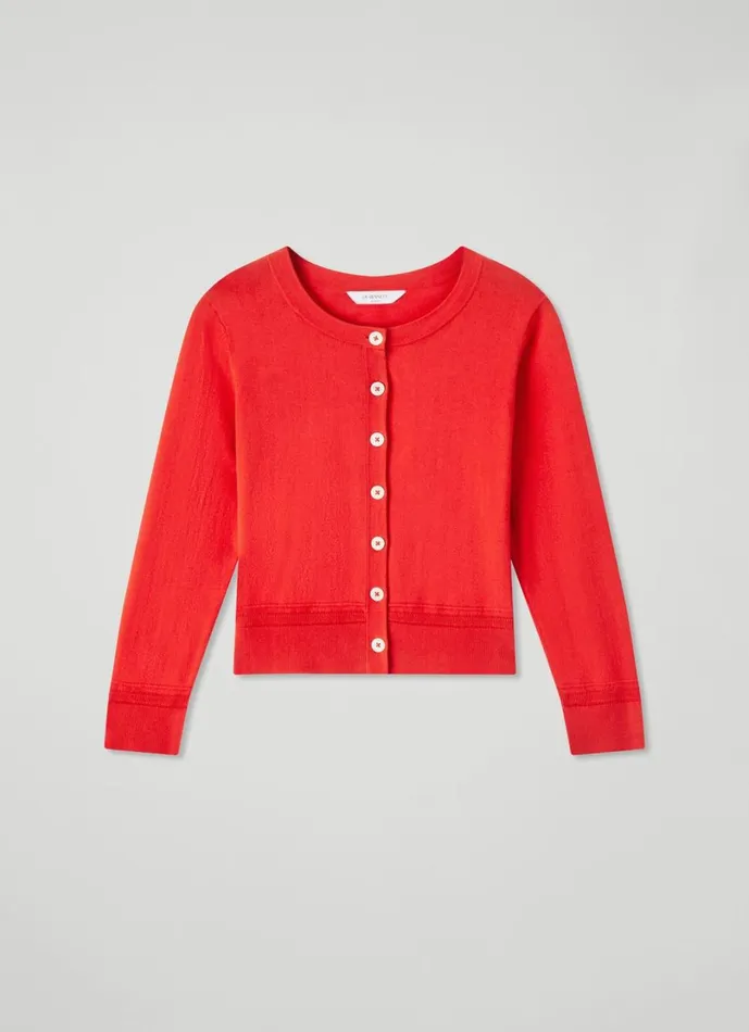 LKBennett Knitwear Women Michelle Red Organic Cotton Cardigan LKBennett Knitwear Women Michelle Red Organic Cotton Cardigan