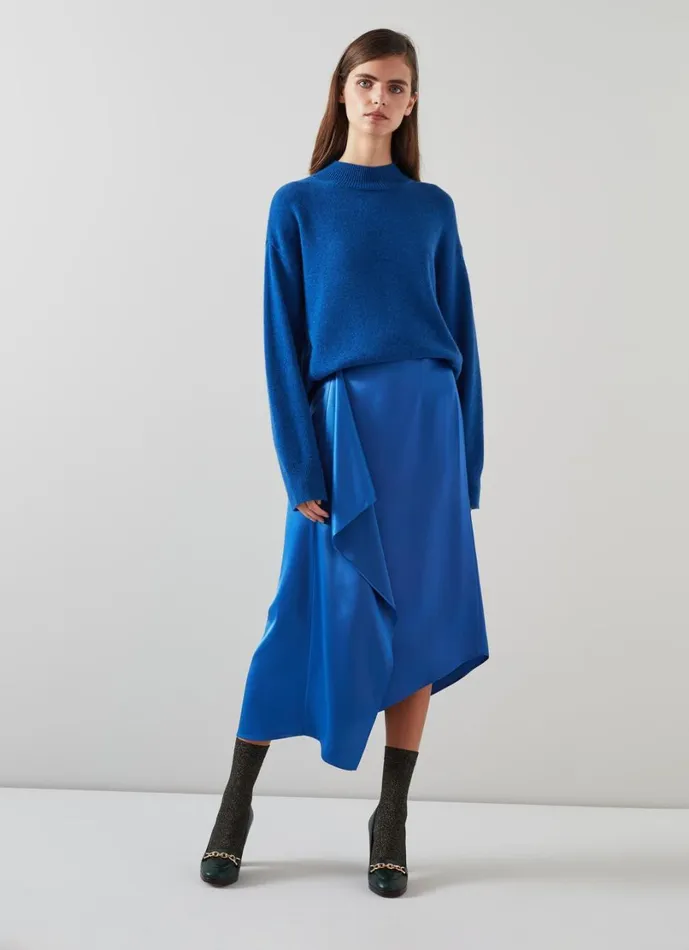 LKBennett Knitwear Women Zoe Blue Sustainably Sourced Merino Blend Jumper LKBennett Knitwear Women Zoe Blue Sustainably Sourced Merino Blend Jumper