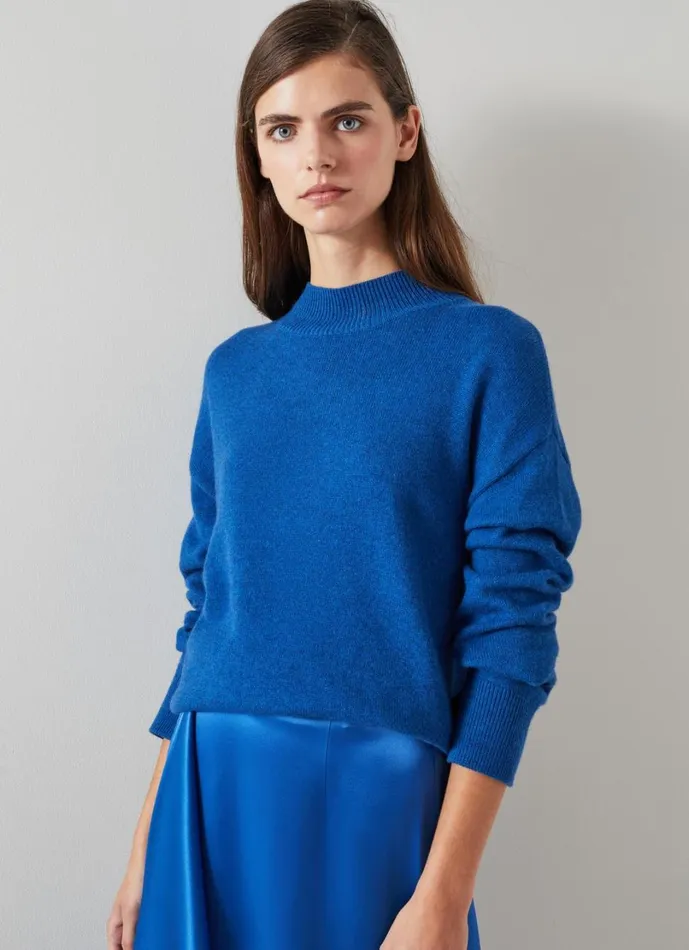 LKBennett Knitwear Women Zoe Blue Sustainably Sourced Merino Blend Jumper LKBennett Knitwear Women Zoe Blue Sustainably Sourced Merino Blend Jumper