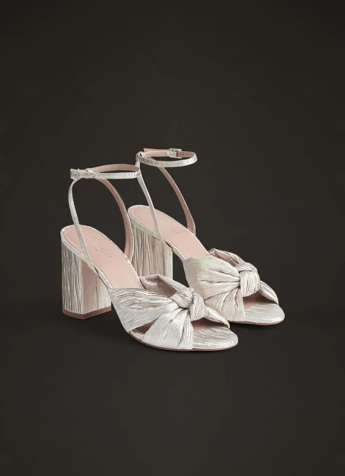 LKBennett Sandals Women Eliana Ivory Metallic Crinkle Satin Wedding Sandals LKBennett Sandals Women Eliana Ivory Metallic Crinkle Satin Wedding Sandals
