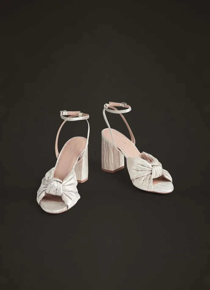 LKBennett Sandals Women Eliana Ivory Metallic Crinkle Satin Wedding Sandals LKBennett Sandals Women Eliana Ivory Metallic Crinkle Satin Wedding Sandals
