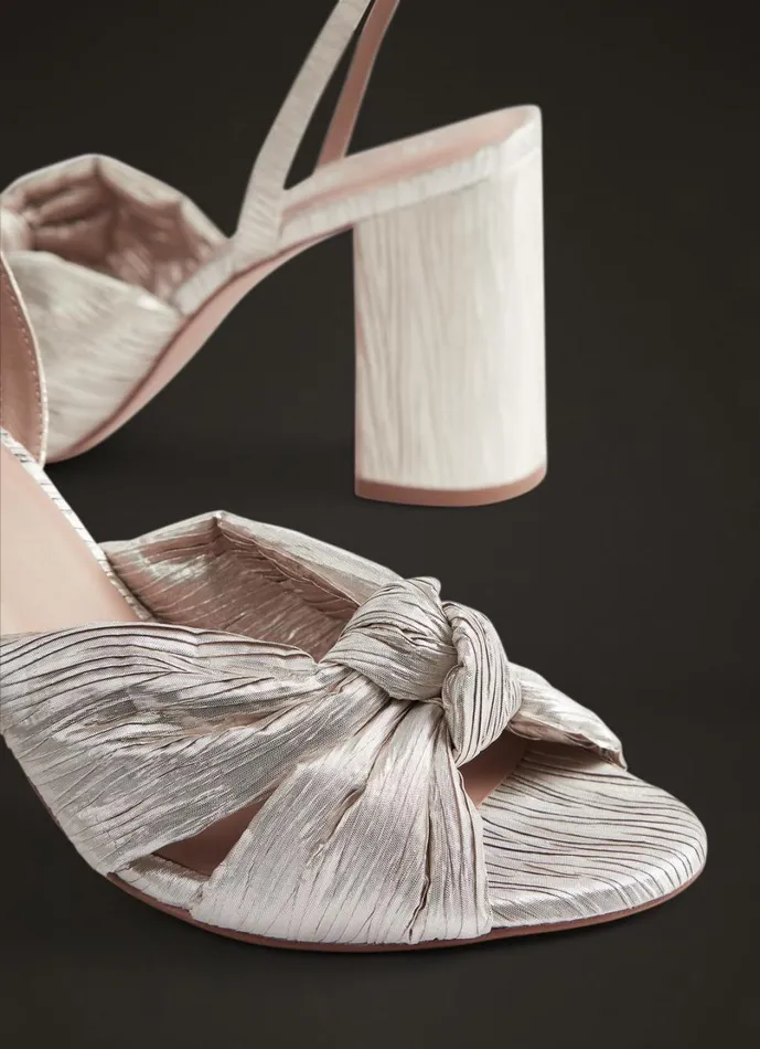 LKBennett Sandals Women Eliana Ivory Metallic Crinkle Satin Wedding Sandals LKBennett Sandals Women Eliana Ivory Metallic Crinkle Satin Wedding Sandals