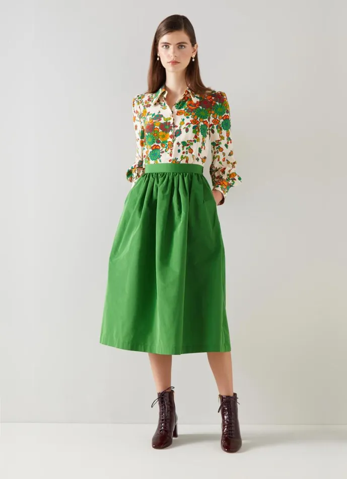 LKBennett Skirts Women Olsen Green Taffeta Skirt LKBennett Skirts Women Olsen Green Taffeta Skirt