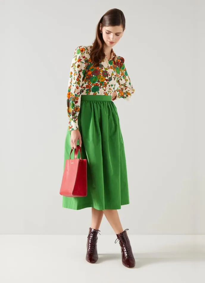 LKBennett Skirts Women Olsen Green Taffeta Skirt LKBennett Skirts Women Olsen Green Taffeta Skirt