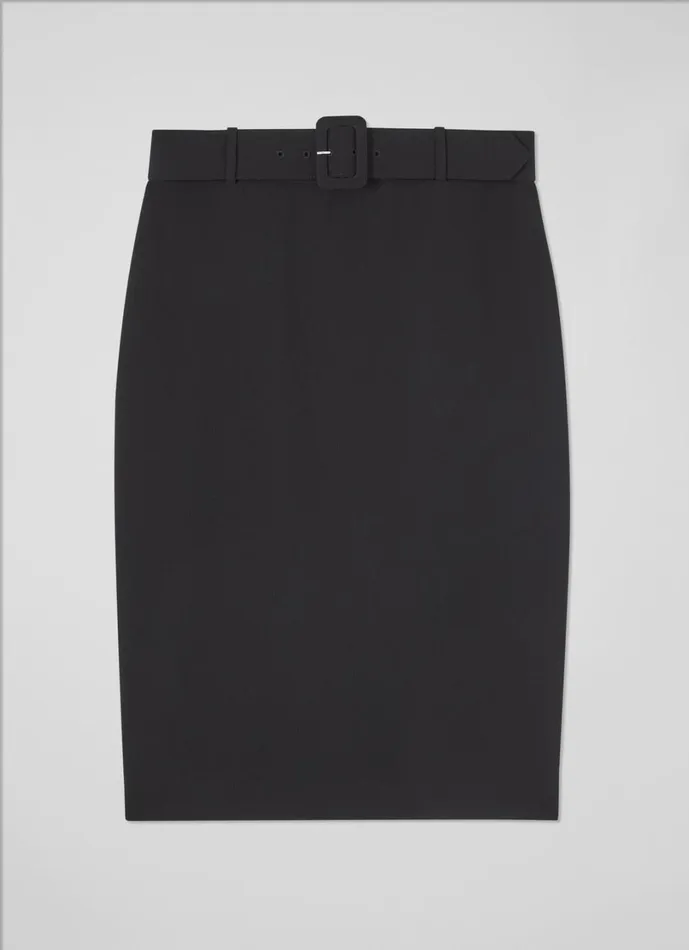 LKBennett Skirts Women Tabitha Black Belted Crepe Pencil Skirt