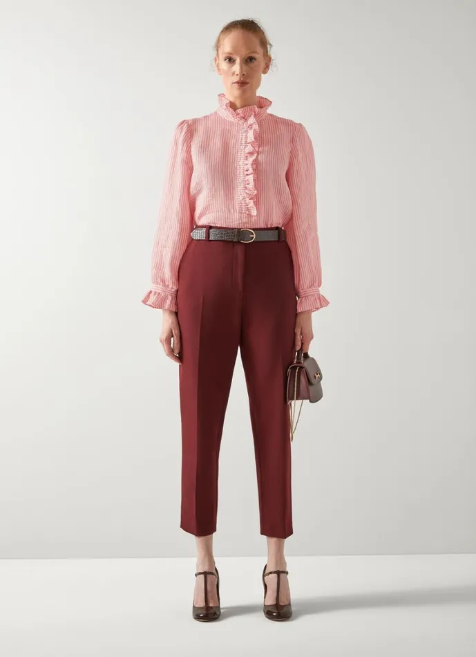 LKBennett Tops Women Camille Pink and Camel Stripe Blouse