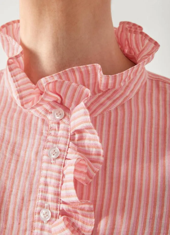 LKBennett Tops Women Camille Pink and Camel Stripe Blouse