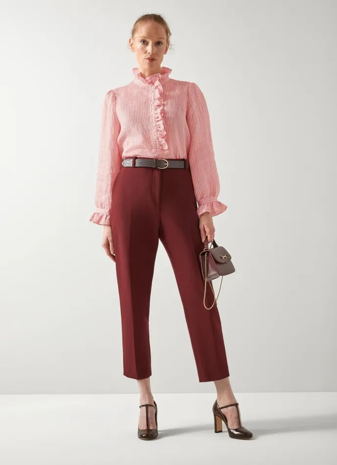 LKBennett Tops Women Camille Pink and Camel Stripe Blouse
